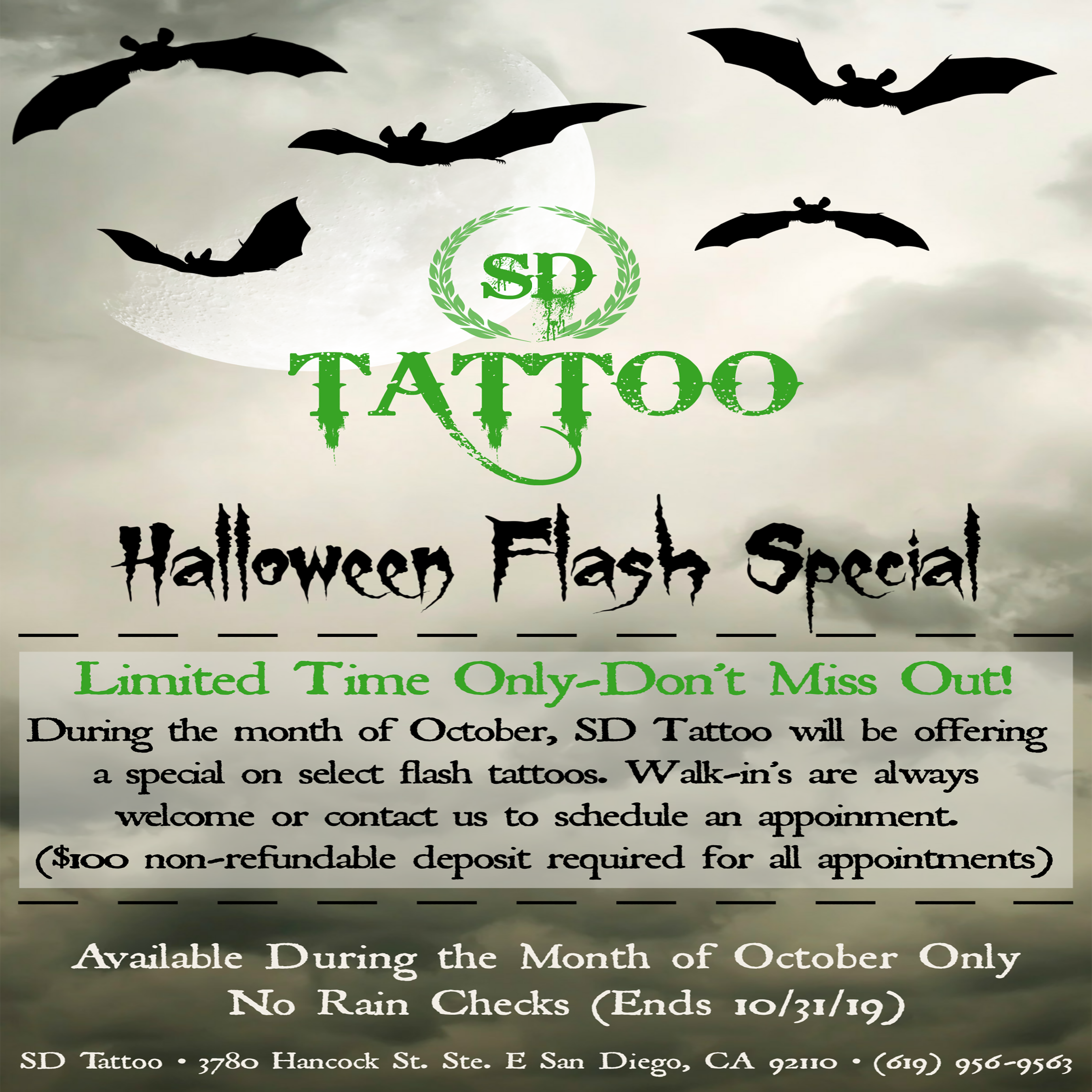 October Halloween Flash Special - SD Tattoo